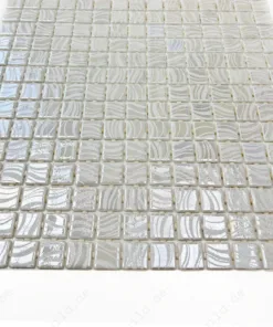 Alternative view of Spanish Mosaic Series Milky White Shinny Streaks And Swirls Texture Recycled Glass Mosaic