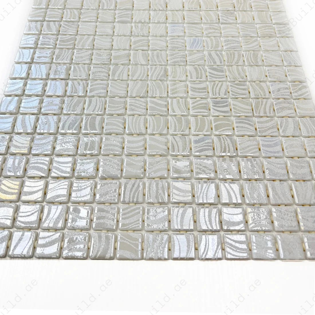 Spanish Mosaic Series Milky White Shinny Streaks And Swirls Texture Recycled Glass Mosaic - Image 2