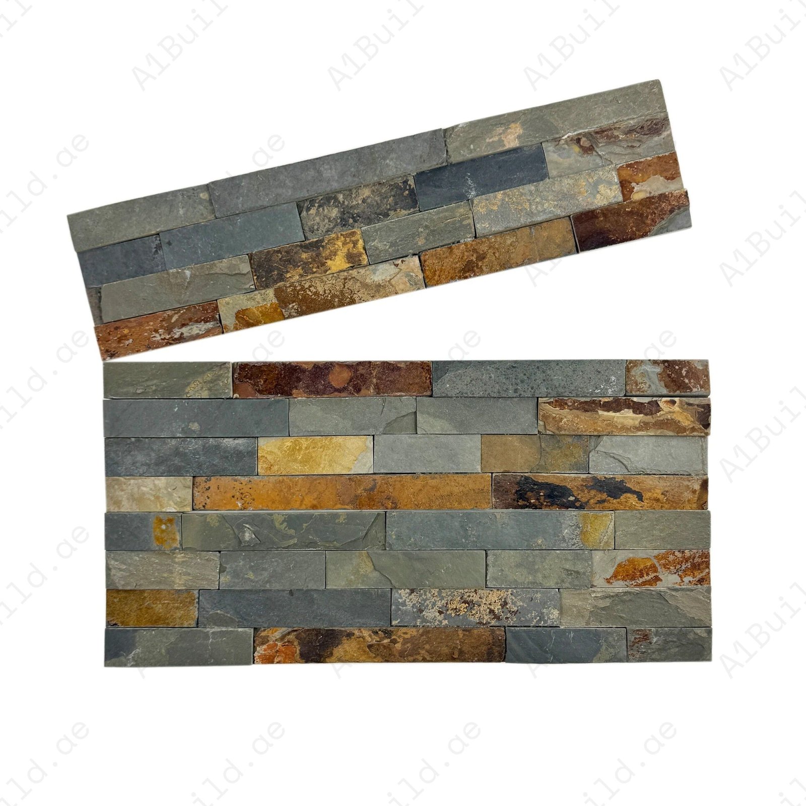 Celestial Terra S1120 Light Brown & Black & Rust Brown Mixed Flat Slate Wall Cladding - Image 2