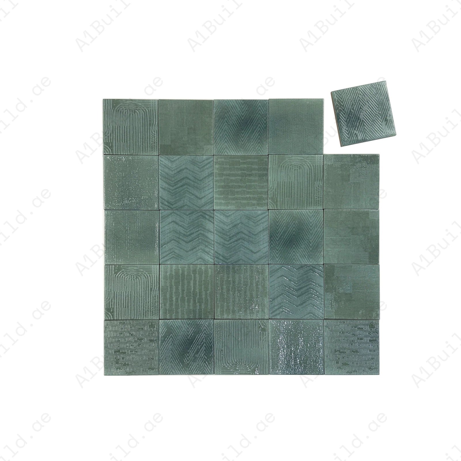 Moss Green Glossy Porcelain Subway Artisanal Tile - Image 2