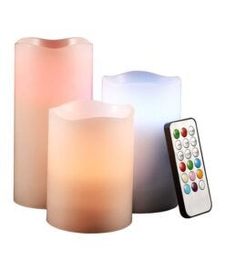 Luma 3-Piece Real Wax Flameless Candles With Remote Control Cream 6x5x4inch