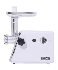GEEPAS Electric Meat Grinder with Reverse Function Metal Cutting Plates Stainless Steel Blade Meat Mincer Sausage Maker 1200 W GMG746 White/Silver
