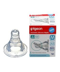 pigeon Peristaltic Silicone Slim Neck Nipple, Medium Flow, 4-5+ M - Clear