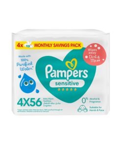 Pampers Sensitive Protect Baby Wipes for Hands and Face, 4 Packs, 224 Count
