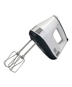 BLACK+DECKER Hand Mixer, Turbo Function, High-Speed Mixing, Durable Stainless Steel Components, Quick Beater Lock, Includes Beater and Dough Hooks, Compact Design, 300 W M350-B5 White/Silver/Black
