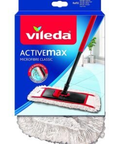 Vileda Active Max MicroFibre Classic Flat Floor Mop Refill, Washable, 41 x 45 x 13 cm, Pockets Distance : 29.5 cm , White White