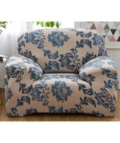 Deals for Less 1-Seater Exquisitely Floarl Designed Wrinkle-free Anti-slip 360-degree Full Coverage Sofa Slipcover Beige/Blue Length Stretch From 90 To 140cm