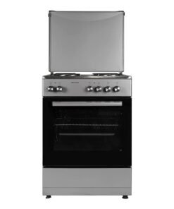 Wolf Power 4 Hot Plate Electric Cooker  60 x 60 cm , 65 Liters Oven With Fan, Automatic Ignition, Stainless Steel, 1 Year Warranty (No Cable Included) WGC6060HERMF Silver