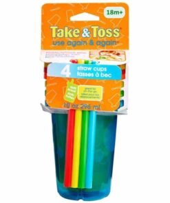 the FIRST years Take And Toss Sipper Cups With Straw, Pack Of 4, 10Oz - Multicolour