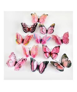 QiaoKai 3D Double Layer Butterfly Decorative Wall Sticker Pink/Black 70x50centimeter