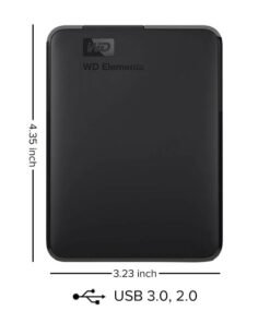 WD 1TB Elements Portable External Hard Drive USB 3.0 -USB Type A Read Speed 520 MBps Write Speed 480 MBps Black, WDBUZG0010BBK 1 TB