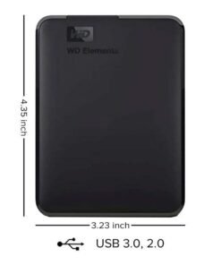 WD 2TB Elements Portable External Hard Drive sleek design Read Speed 480 MBps Write Speed 400 MBps USB 3.0  for Windows 10, Windows 8.1, Windows 7 WDBU6Y0020BBK-WESN 2 TB