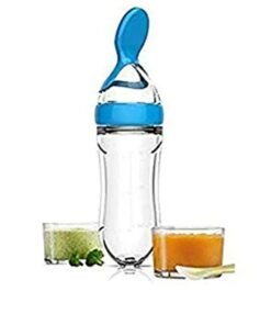 QiaoKai Ultra-Soft Silicone Baby Light Weight Food Dispensing Bottle With Spoon - Image 3
