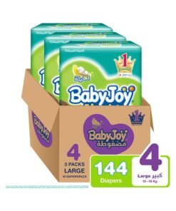 BabyJoy Baby Diapers, Size 4, 10 - 18 Kg, 144 Count (48 x 3) - Large, Cotton Touch