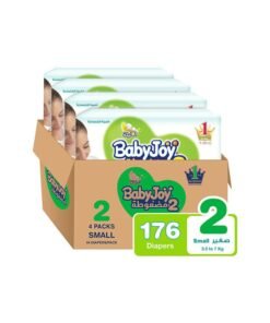 BabyJoy Baby Diapers, Size 2, 3.5 - 7 Kg, 176 Count (44 x 4) - Compressed, Breathable Material