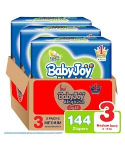 BabyJoy Baby Pants Diapers, Size 3, 6 - 12 Kg, 144 Count, 48 x 3 - Medium, Breathable Material, Compressed, Cotton Touch