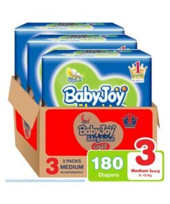 BabyJoy Compressed Culotte Pants Diaper, Size 3, Medium, 6-12 Kg, Mega Box, 180 Diapers