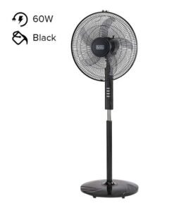 BLACK+DECKER 60W Stand Fan 16 Inch Diameter, 90° Wide Swing 3 Speeds Plus Modes And 5AS Blade, For The Perfect Temperature 60 W FS1620-B5 Black