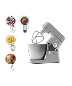KENWOOD Stand Mixer Kitchen Machine Chef XL  With  Stainless Steel Bowl, K-Beater, Whisk, Dough Hook, Blender 6.7 L 1200 W KVL4110S Steel