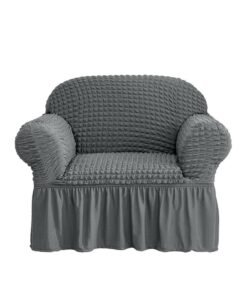 Fabienne One Seater Super Stretchable Anti-Wrinkle Slip Flexible Resistant Jacquard For Living Room Sofa Cover Grey