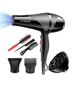 Sunhome 7-Piece Professional Hair Dryer Set，2300W Black