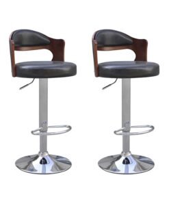 AE 2-Piece Leather Padded Lift Stool Black/Brown/Silver 43x45centimeter