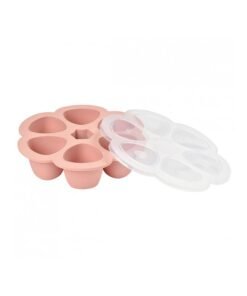 BEABA Silicone Multi - Containers, Premium - Quality For Baby, Extreme Heat Resistance, Oven And Microwave, 6 Separate Sections, Airtight Lid, Made In Italy, 6X150 Ml - Pink