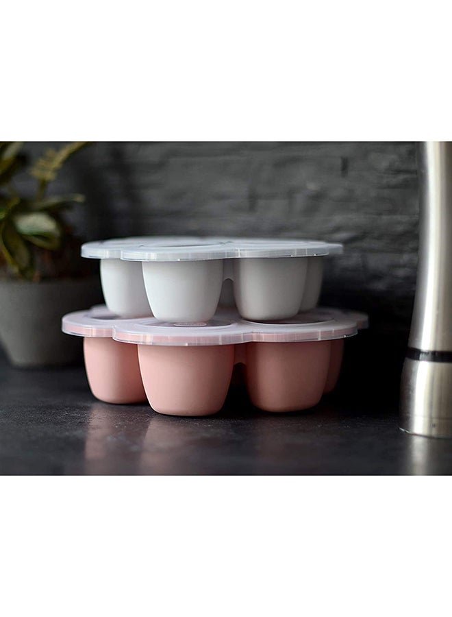 BEABA Silicone Multi - Containers, Premium - Quality For Baby, Extreme Heat Resistance, Oven And Microwave, 6 Separate Sections, Airtight Lid, Made In Italy, 6X150 Ml - Pink - Image 3