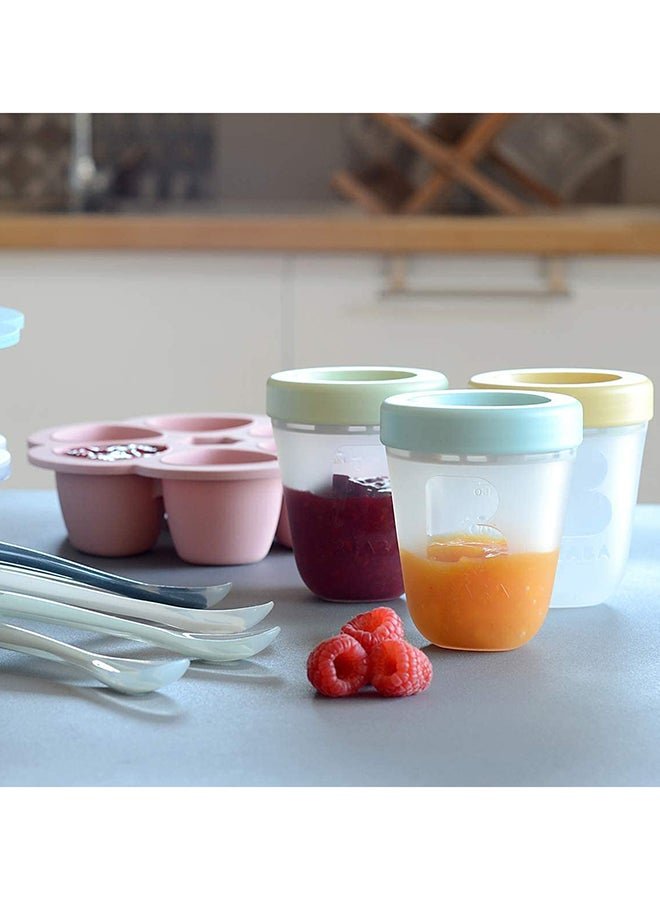 BEABA Silicone Multi - Containers, Premium - Quality For Baby, Extreme Heat Resistance, Oven And Microwave, 6 Separate Sections, Airtight Lid, Made In Italy, 6X150 Ml - Pink - Image 4
