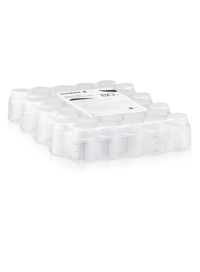 Medela Pack Of 40 Safe, Bpa-Free, Compact And Convenient Disposable Breastmilk Bottles With Lids 80 ML