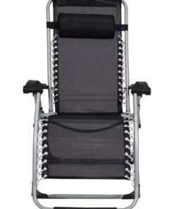 BJM Foldable Adjustable Reclining Chair Black 177cm