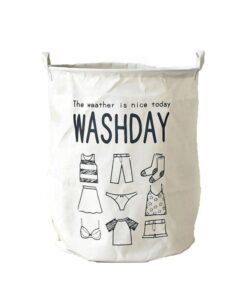 Sharpdo Laundry Storage Basket White/Black 16x13x19inch