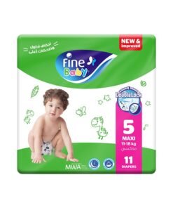 Fine Baby Diapers, Size 5, 11 - 18 Kg, 11 Count - Maxi, Double Lock Technology Prevents Leakage