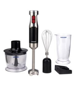 SONASHI 4-in-1 Hand Blender, Chopper, Whisker, Mixer - with Stainless Steel Shaft and Different Speed Control | Plastic Jar 700ML, Chopper 500 ML, Whisk and Robust Blending Wand SHB-179JBCW Black
