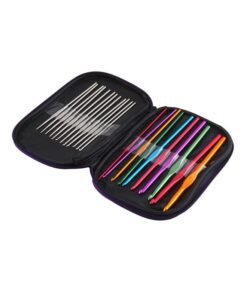 22-Piece Aluminum Crochet Hook Knitting Needle Set Multicolour