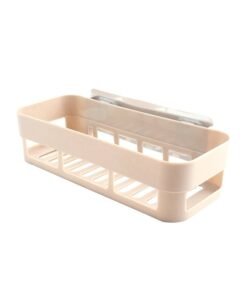 Kitchen Bathroom Basket Shelf Storage Rack Beige 26x7x11cm