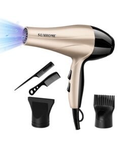 Sunhome 5-Piece Professional Hair Dryer Set,1800W Gold/Black 240ml