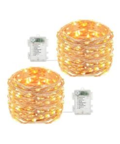 Beauenty 2 Pack 50 LED Waterproof Battery Operated Fairy Twinkle String Light Yellow 16x16cm
