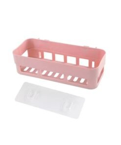 Kitchen Bathroom Basket Shelf Storage Rack Pink 20×3×7cm