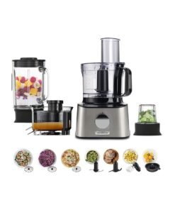 KENWOOD Food Processor  Multi-Functional With 3 Stainless Steel Disks, Glass Blender, Glass Mill, Juicer Extractror, Dual Metal Whisk, Dough Maker, Citrus Juicer 800 W FDM307SS Silver/Clear