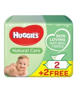 HUGGIES Natural Care Baby Wipes, 224 Count (2+2 Free) - Skin Loving Natural Fibers, Aloe Vera