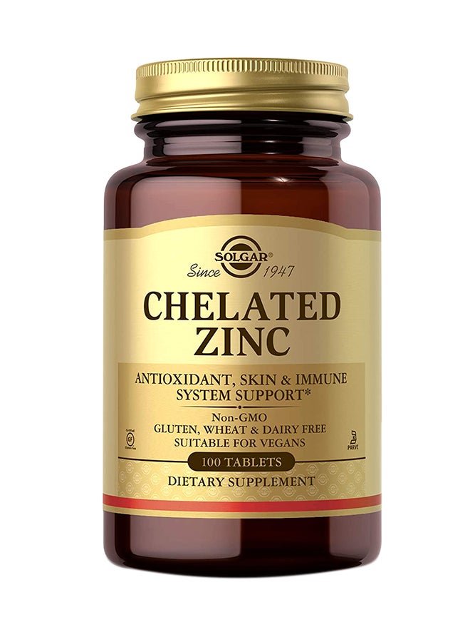 Solgar Chelated Zinc Dietary Supplement - 100 Tablets