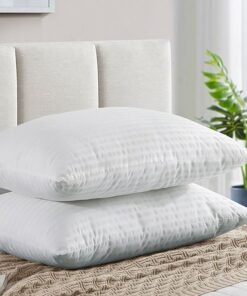 REGAL IN HOUSE 2- Piece Of Comfortable Strip Hotel Pillow Microfiber White/Grey 75 x 50cm
