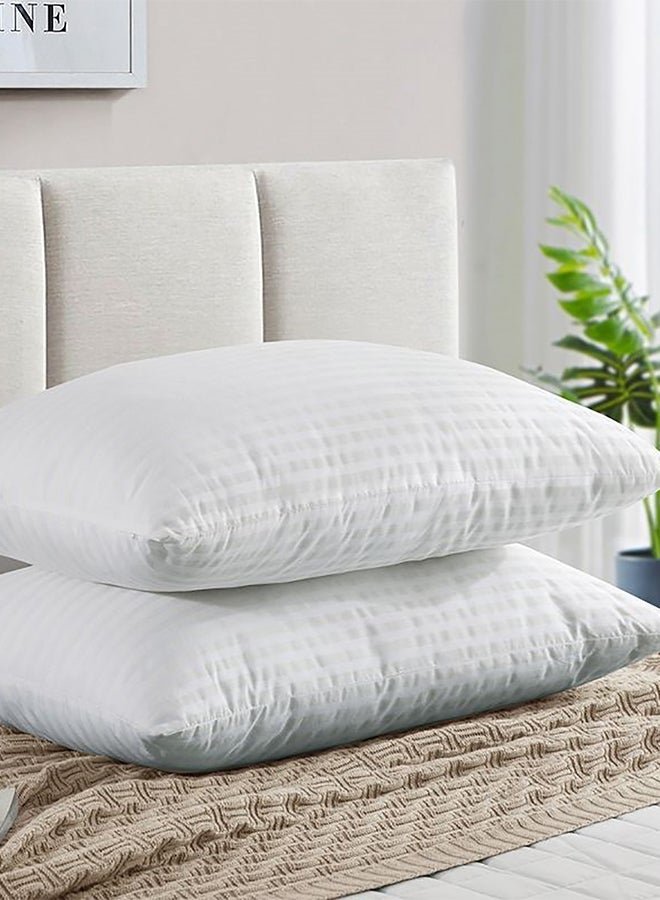 REGAL IN HOUSE 2- Piece Of Comfortable Strip Hotel Pillow Microfiber White/Grey 75 x 50cm