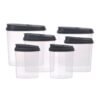 Amal 6 Piece Plastic Food Container Set - Easy Pour Lids - Food Storage Box - Storage Boxes - Kitchen Cabinet Organizers - Grey Grey 6-Piece