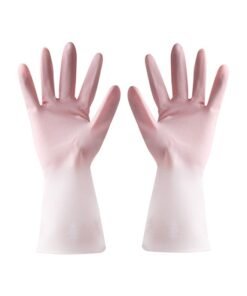 Two Tone Dishwashing Hand Gloves Pink/White L