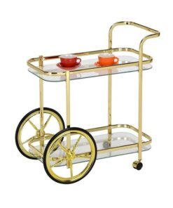 DANUBE HOME 2-Tier Raven Serving Trolley Gold/Black/Clear
