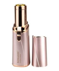 SONASHI Facial Hair Remover Battery Operated Instant And Painless Remover Gold Plated Head With InBuilt LED Light Black Tray And Plastic Hanging Loop  SLD-822 Gold