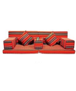 FINE LINEN 7-Piece Foldable Arabic Majlis Floor Sofa Set Multicolour