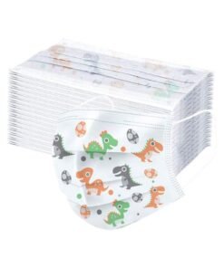Pack Of 50 Dinosaur Print Disposable Multicolour Face Mask For Kids